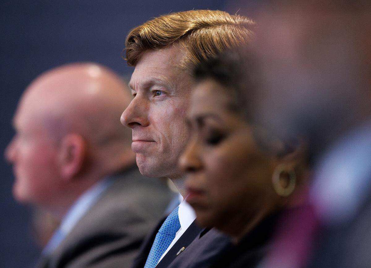 UNC-Chapel Hill Interim Chancellor Lee Roberts listens during a committee meeting of the UNC System Board of Governors on Wednesday, Jan. 24, 2024, in Raleigh, N.C.