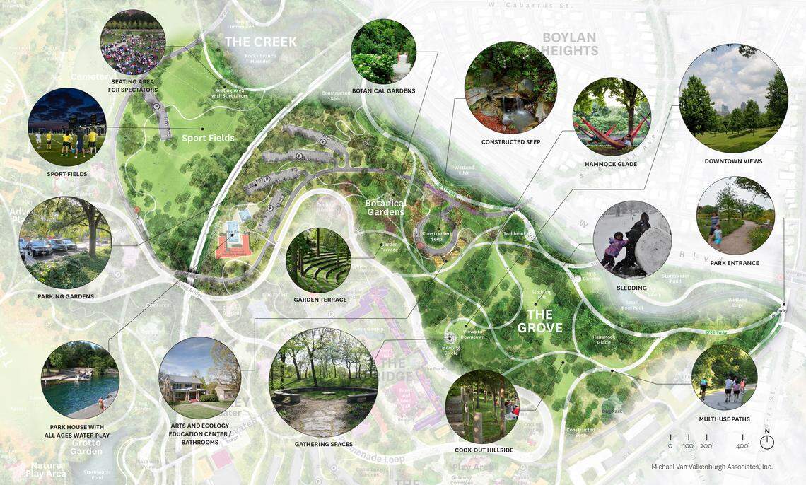 The proposed plan for The Grove at Dix Park