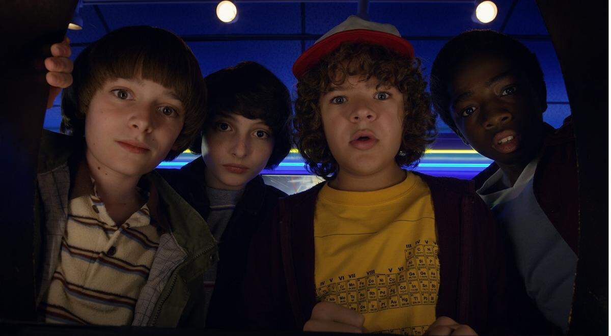 From left: Noah Schnapp, Finn Wolfhard, Gaten Matarazzo and Caleb Mclaughlin star in “Stranger Things” Season 2.