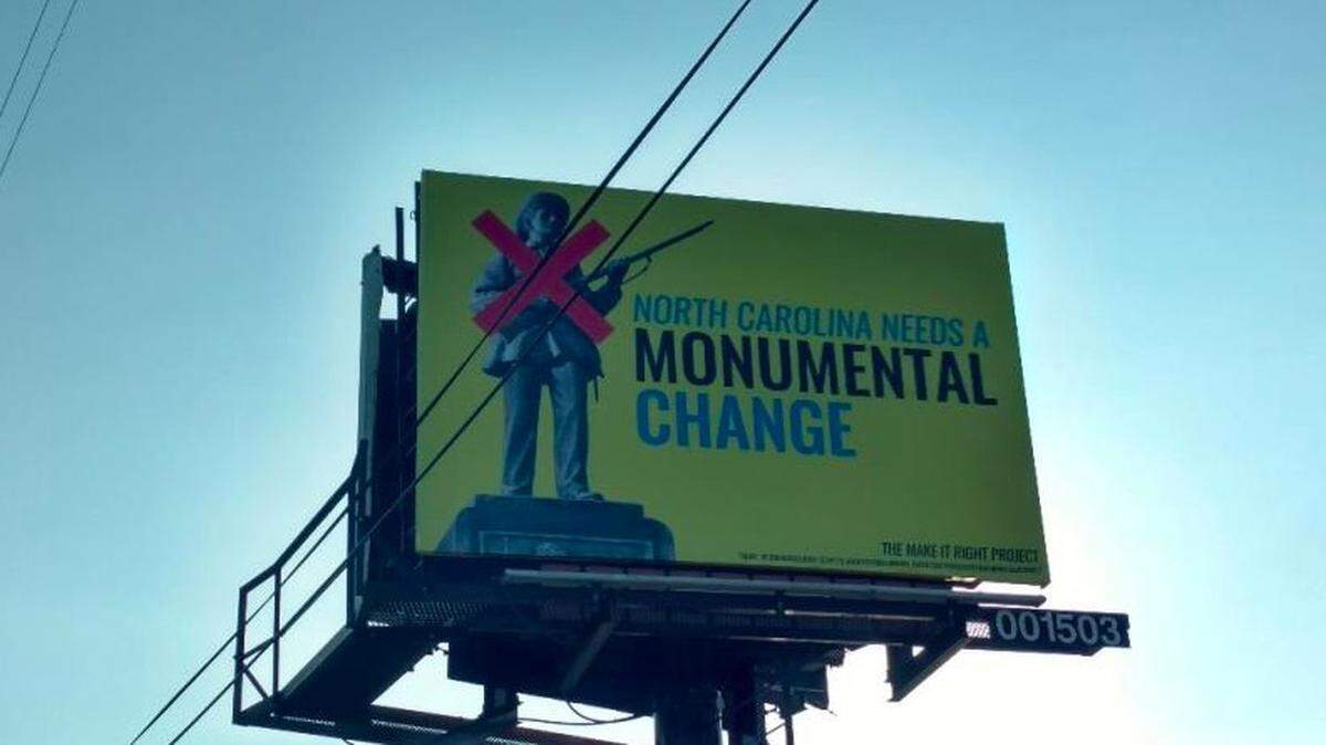 Two billboards in Raleigh calling for the removal of Silent Sam are aimed at N.C. Historical Commission.
