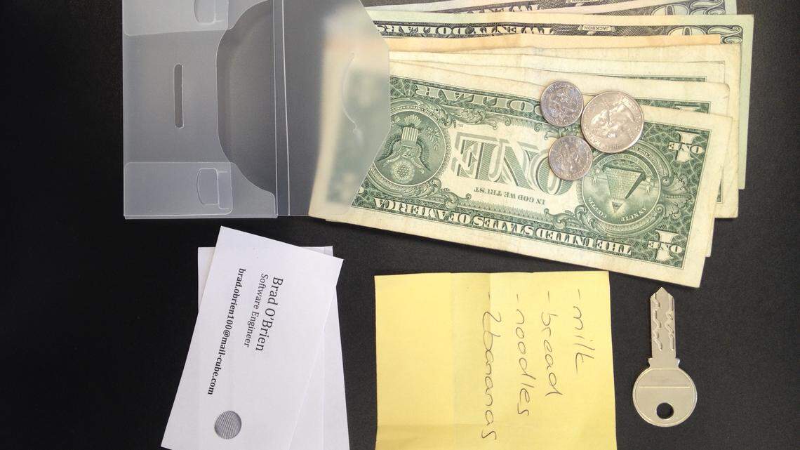 This photo shows the contents of a BigMoney study wallet.