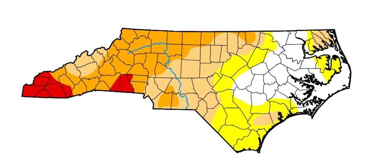 Drought conditions persisted across North Carolina this week despite some rain falling recently. About 58% of the state remains in drought, with the southwest seeing the most extreme conditions.