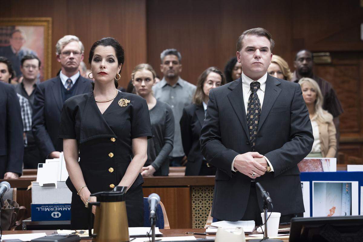Parker Posey as Freda Black and Cullen Moss as Jim Hardin in the HBO Max series “The Staircase.”
