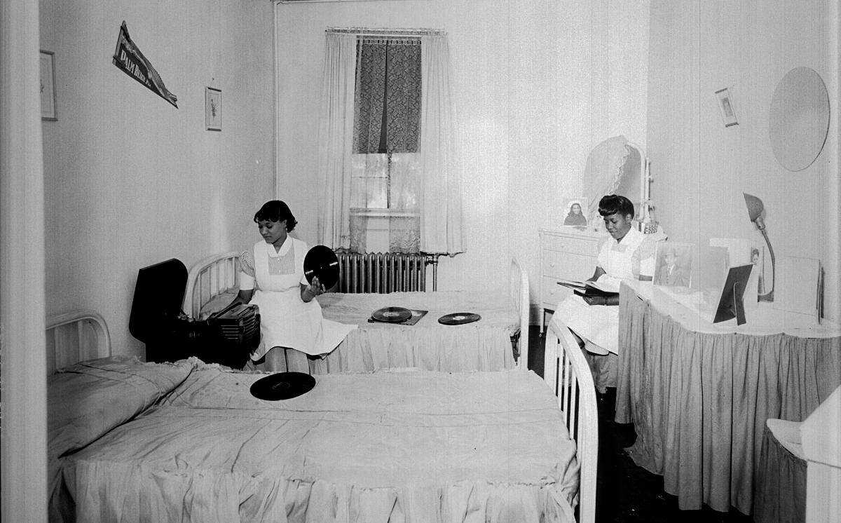 Nursing students at the St. Agnes Hospital Nursing School at St. Augustine’s College in 1949.