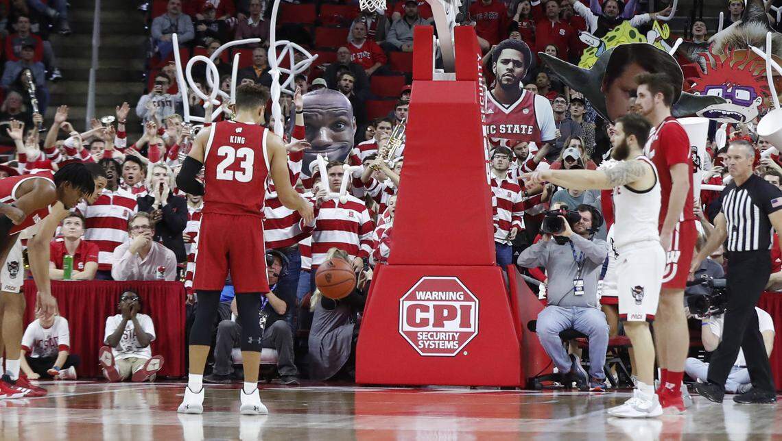 Wisconsin’s Kobe King (23) gets ready to attempt a free-throw during N.C. State’s victory over Wisconsin at PNC Arena on Dec. 4, 2019. The N.C. State athletics department announced Sunday, June 7, 2020, it was cutting ties with CPI Security after its CEO criticized protests against police brutality.