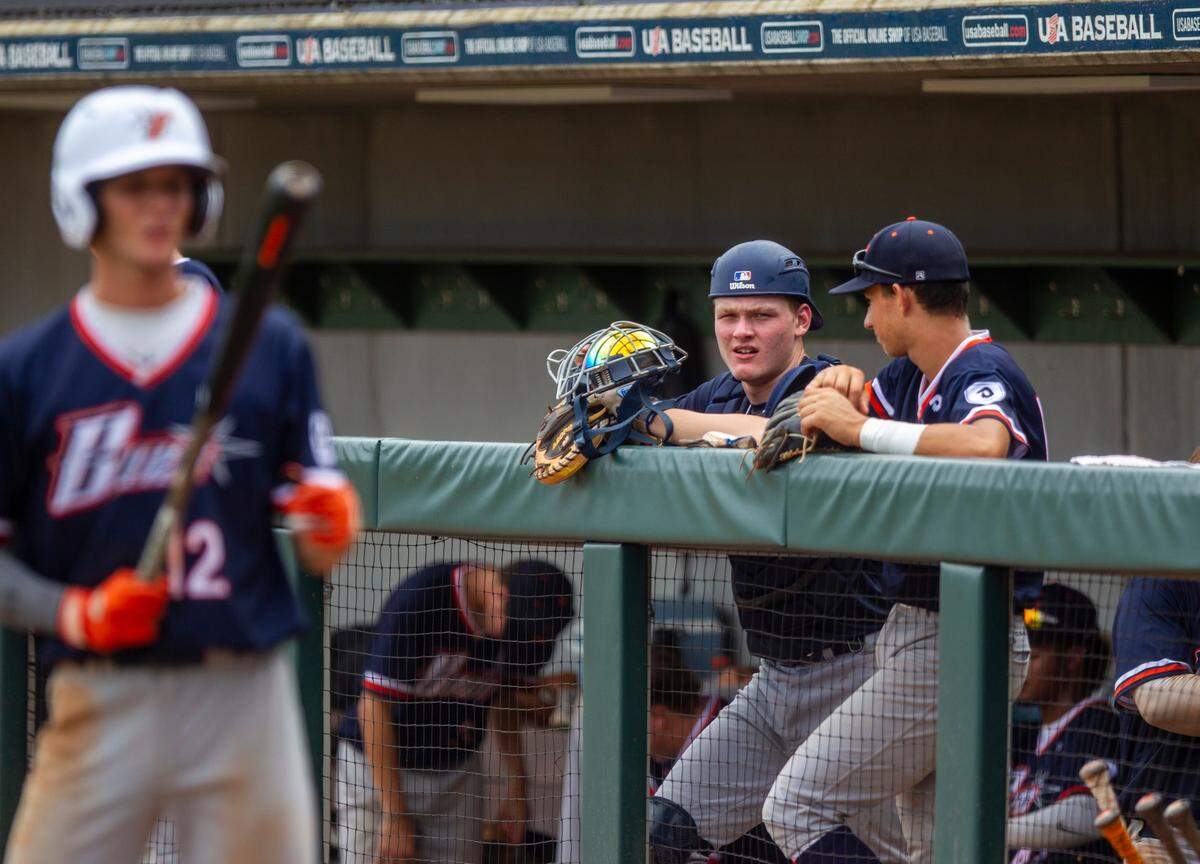 Players for the Florida Burn compete during the 17U National Team Championships at the USA Baseball National Training Complex in Cary Thursday, July 30, 2020.