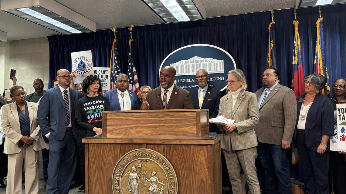Rep. Rodney Pierce, a Halifax County Democrat, held a press conference on April 28, 2026 at the North Carolina Legislative Building with local leaders to rally against SB 214, a bill which would allow Franklin County to unilaterally annex land in Halifax, Vance and Warren counties.