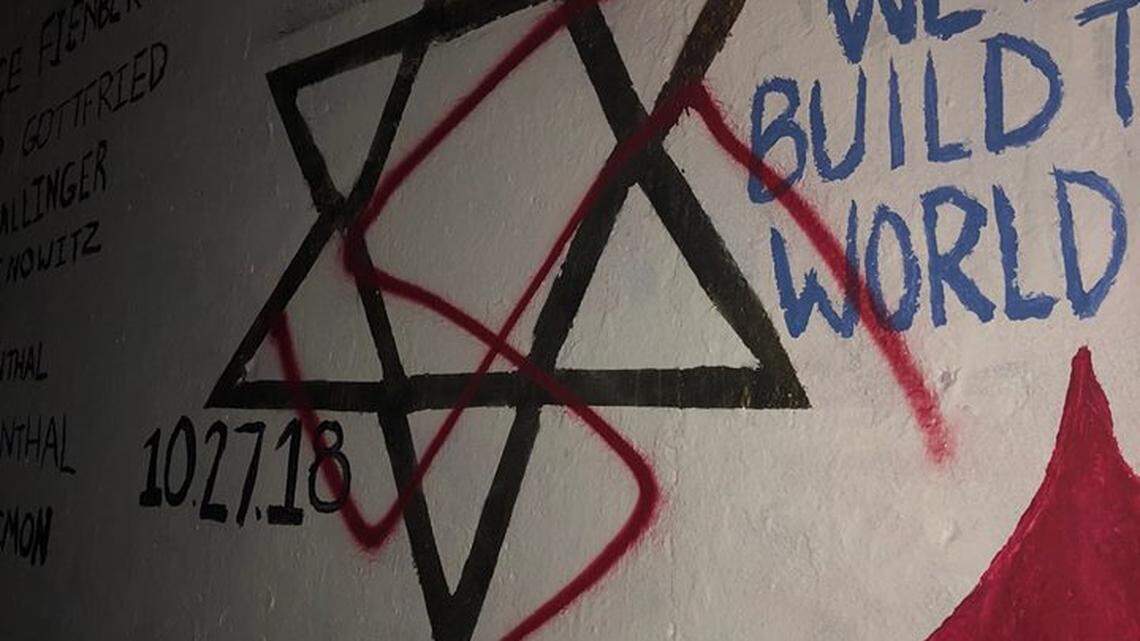 The image appeared overnight Sunday but has since been covered.