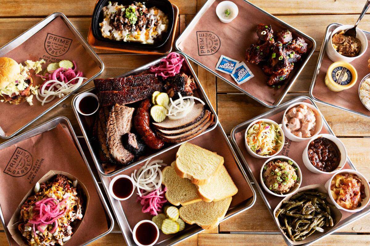 Prime Barbecue in Knightdale, NC, is known for slow smoking their barbecue over wood. They serve a variety of smoked meats, sides, sandwiches, loaded baked potatoes and sweets.