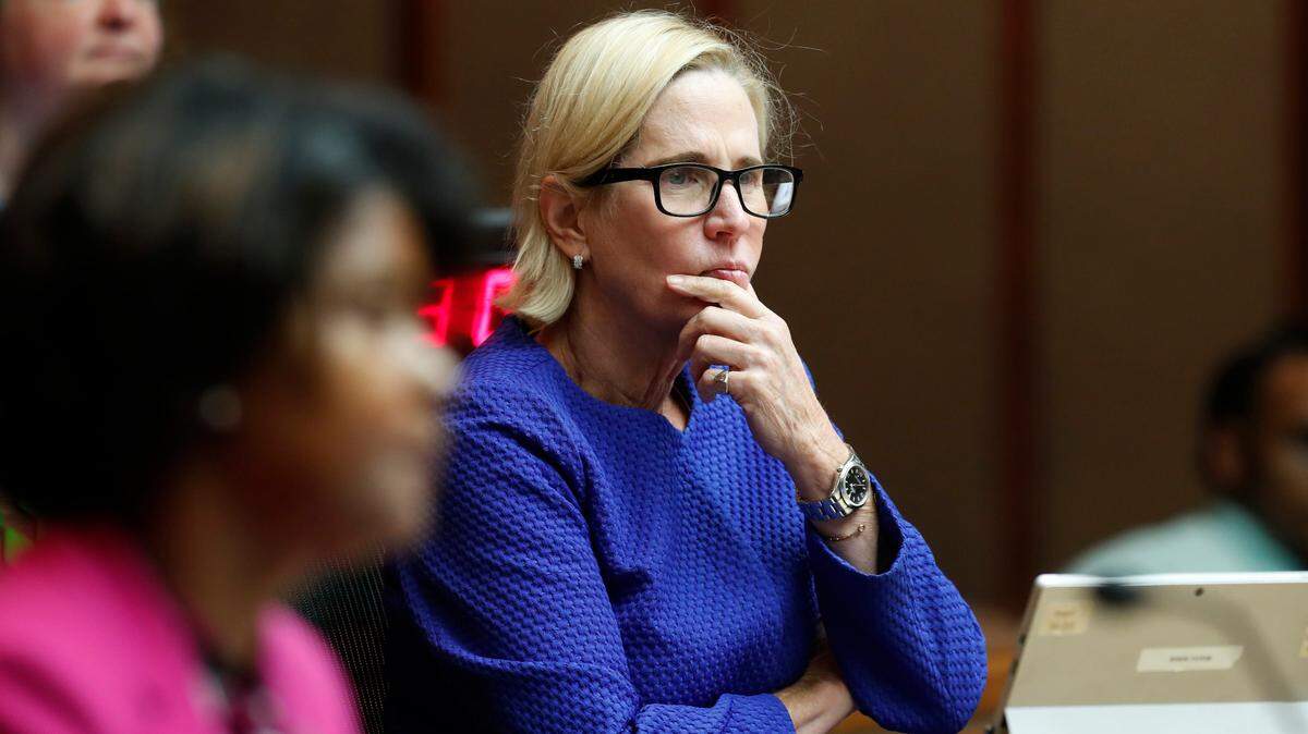 Raleigh city attorney Robin Tatum listens during the Raleigh City Council meeting at the Municipal Building in Raleigh, N.C. Tuesday, June 15, 2021.