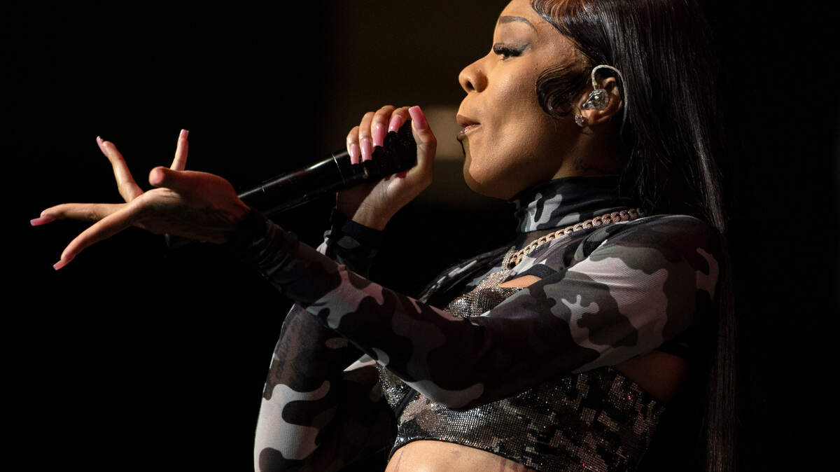 GloRilla woos the audience on the “It’s Only Us Tour” stop at Raleigh, N.C.’s PNC Arena, Monday night, Sept. 11, 2023.