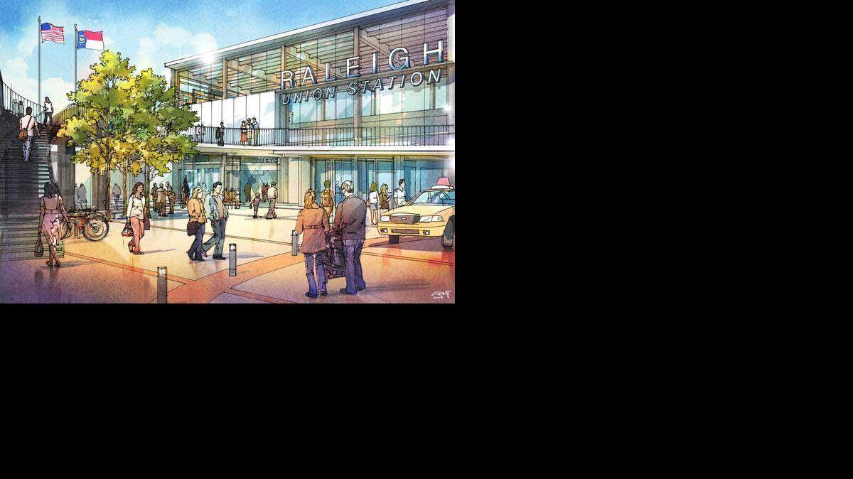 A rendering shows the front entrance to Raleigh Union Station, which was scheduled to begin construction in March. 
