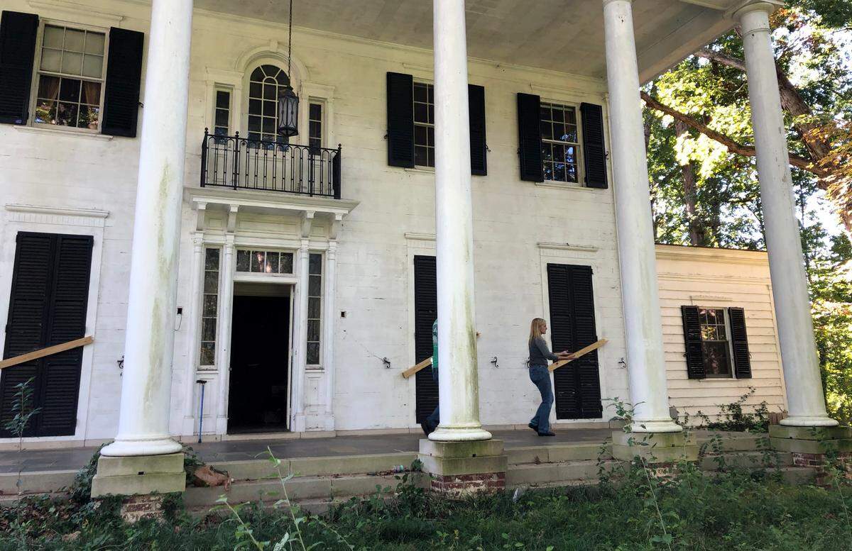 The house on White Oak Road in the Anderson Heights neighborhood of Raleigh will be demolished and the nearly three acres subdivided for new home sites. Neighbors and admirers of historic architecture have been visiting by appointment to bid on decorative and structural elements of the house, which was built in 1938 and was occupied for decades by Broughton family members.