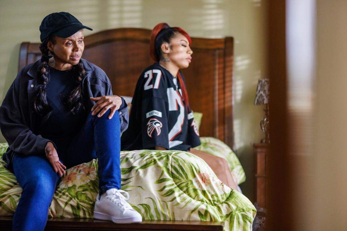 Debbi Morgan, left, as Frankie Lons, and Keyshia Coles as herself in the Lifetime biopic movie “Keyshia Cole: This is My Story.”