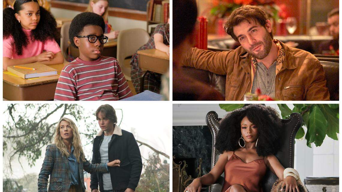 Clockwise: Elisha “EJ” Williams in “The Wonder Years”; James Wolk in “Ordinary Joe”: Natalie Zea and Josh McKenzie in “La Brea”; and Yaya DaCosta in “Our Kind of People.”