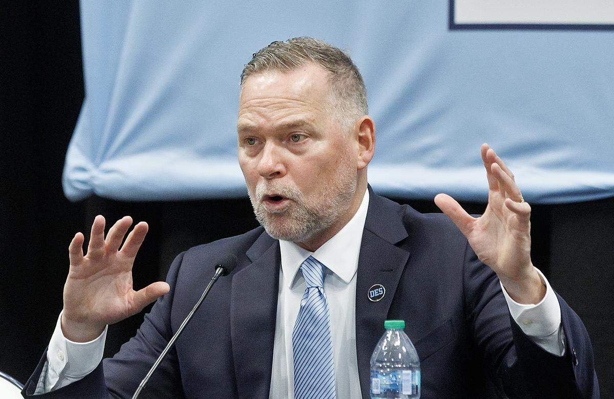 New North Carolina men’s basketball head coach Michael Malone speaks during a press conference at the Smith Center on Tuesday, April 7, 2026, in Chapel Hill, N.C.