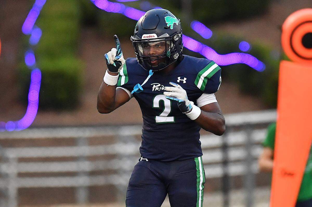 Leesville Road's Akshar Barnes (2) reacts after tackling Heritage's Travis Holmes (6) in the kickoff return during the first half.  The Leesville Road Pride and the Heritage Huskies met in a  football game in Raleigh, N.C. on September 5, 2025.