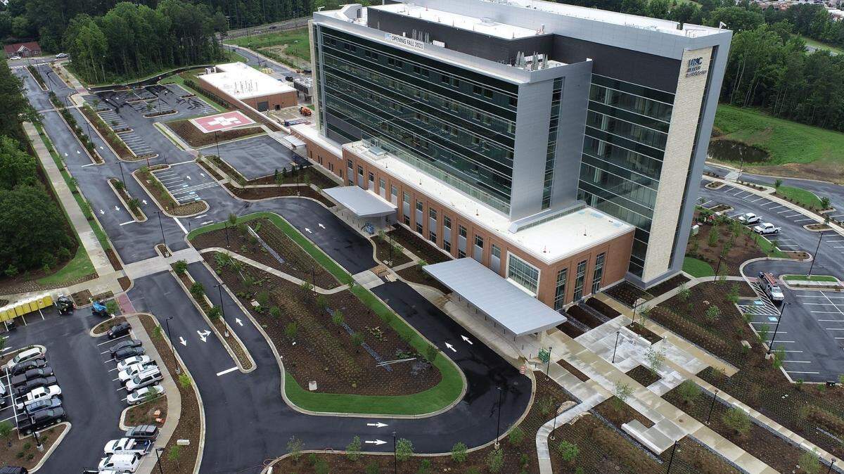 UNC’s planned hospital in Research Triangle Park will be similar in size and scope as UNC Rex Holly Springs hospital, shown here, which is scheduled to open in November.