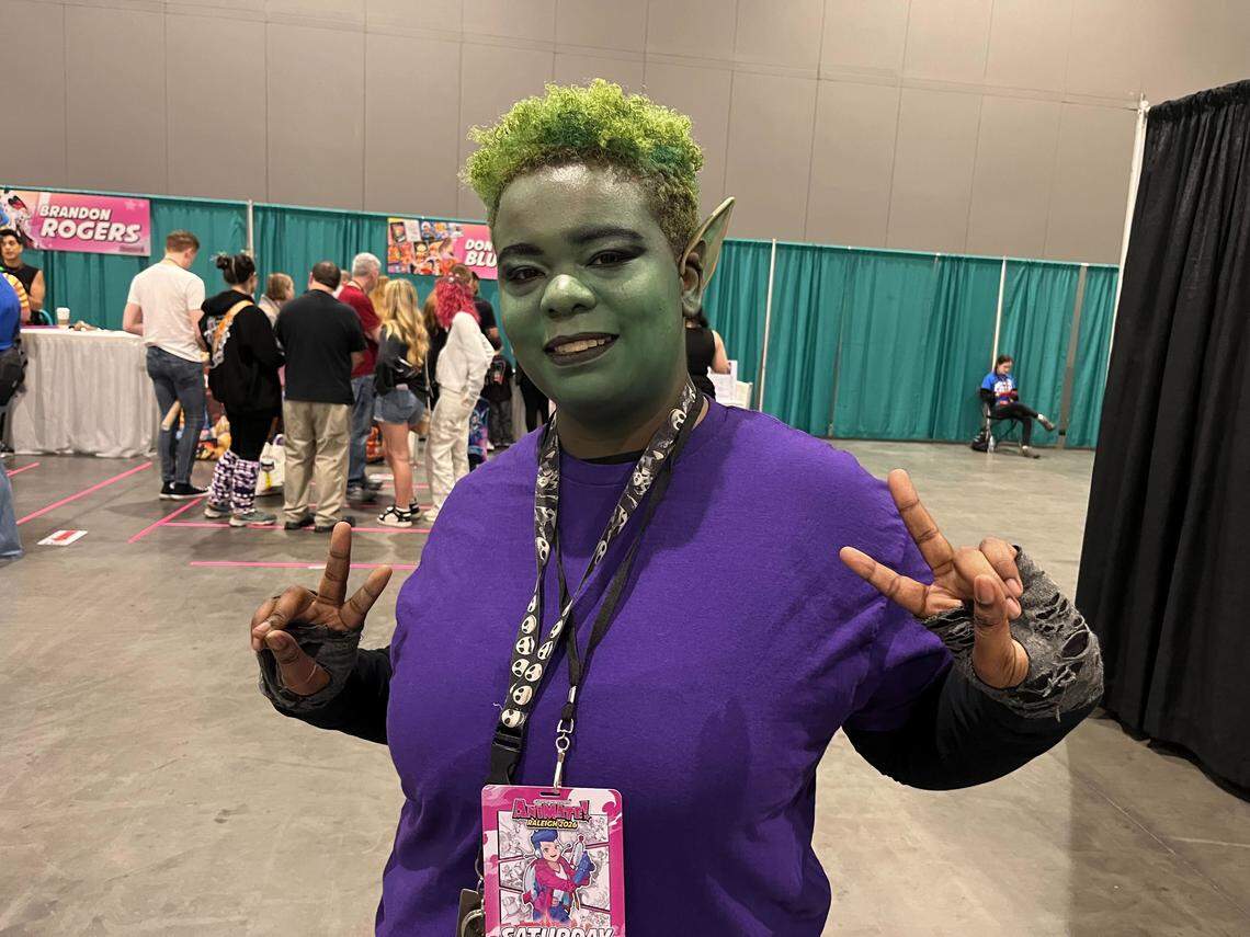 Adara “Rex” Chandler cosplayed as Beast Boy at Animate! Raleigh Saturday. Originally scheduled for January, the convention was postponed after a fire at the Raleigh Convention Center.