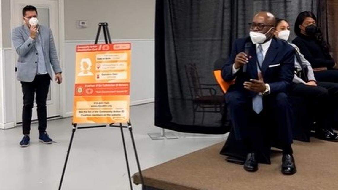 Wake County Sheriff Gerald Baker speaks at a news conference on Feb. 23, 2022 about the acceptance of new “Community Action ID” cards for people in Wake County without government-issued identification.