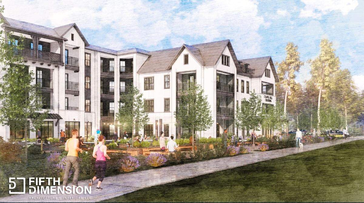 The latest plan for Chapel Hill Crossing could have up to 199 apartments in a four- to five-story building at 5500 Old Durham Road on the Durham County line.