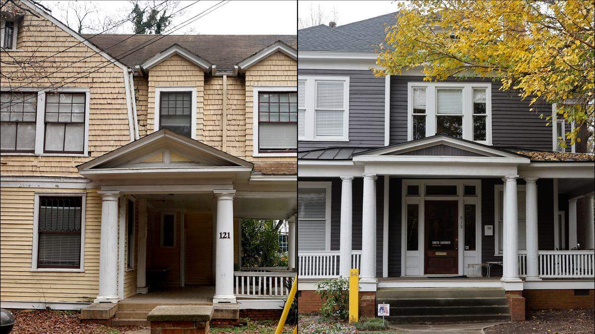 The Society for the Preservation of Historic Oakwood wants to purchase a city-owned parking lot at 411 Morson Street to save historic homes like 121 S. Boylan Ave., left, and 615 Willard Place, from demolition.
