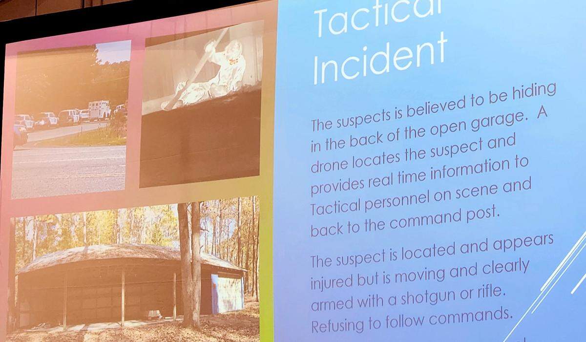 The Raleigh Police Department presented a look at their response to the mass shooting in the Hedingham neighborhood during a presentation to the North Carolina Association of Chiefs of Police in Cherokee, N.C. on Jan. 15, 2025.