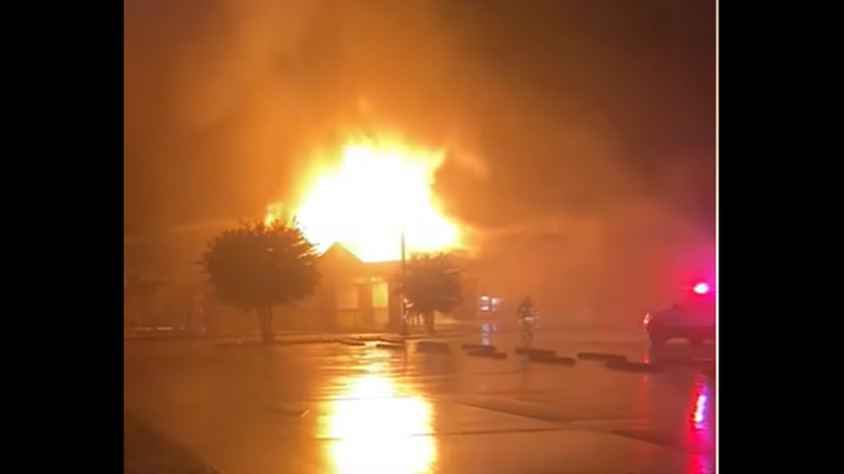 Video posted to social media shows the Corolla Adventure Golf and Bumper Cars was heavily damaged, with flames shooting through the roof.