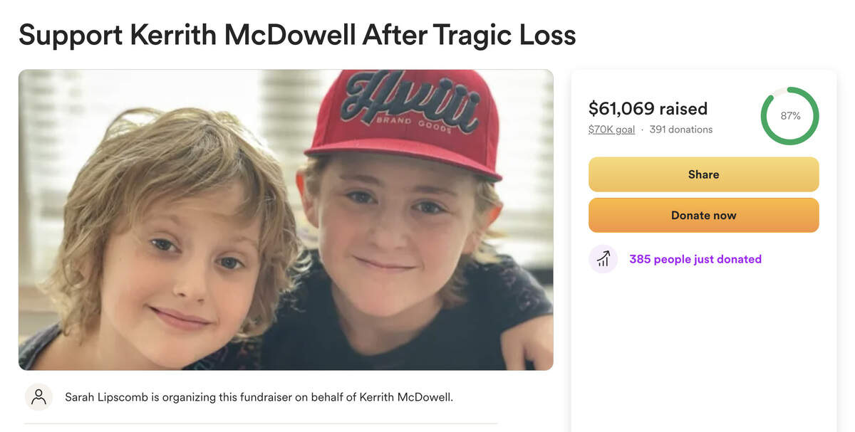 A screenshot of a GoFundMe set up for the mom of brothers River and Jet Collins, who were found dead with gunshot wounds in a burning house in Garner earlier this week.