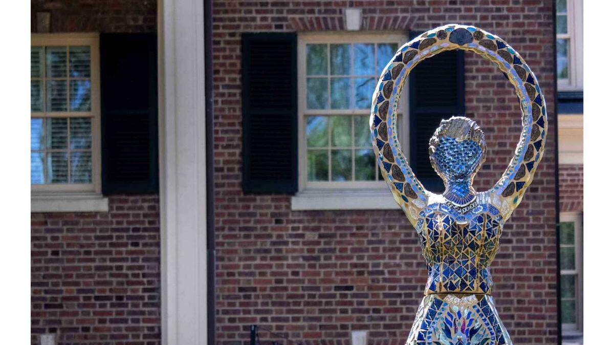 “Blue Lotus Goddess” by Theresa Arico is part of the new Uproar Festival of Public Art. It can be found on the grounds of the Carolina Inn in Chapel Hill. In total, 60 art installations, sculptures, murals and other works are scattered across Orange County.