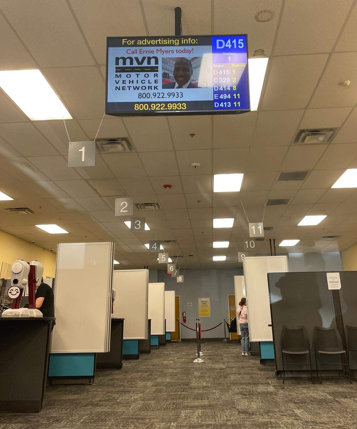The NC DMV lobby at the corner of Spring Forest Road and Atlantic Avenue.