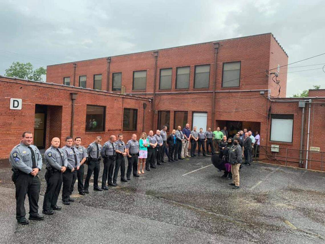 Employees of the Columbus County Sheriff’s Office lined the path to the back entrance of the Dempsey B. Herring Courthouse Annex in Whiteville on June 30, 2020, in advance of a county budget discussion to be held inside. Then-Sheriff Jody Greene had been sparring with members of the Board of Commissioners over his office’s allocation, particularly a request to buy riot gear. He later told The News Reporter in an interview that the deputies’ attendance was not part of an effort to intimidate the board.