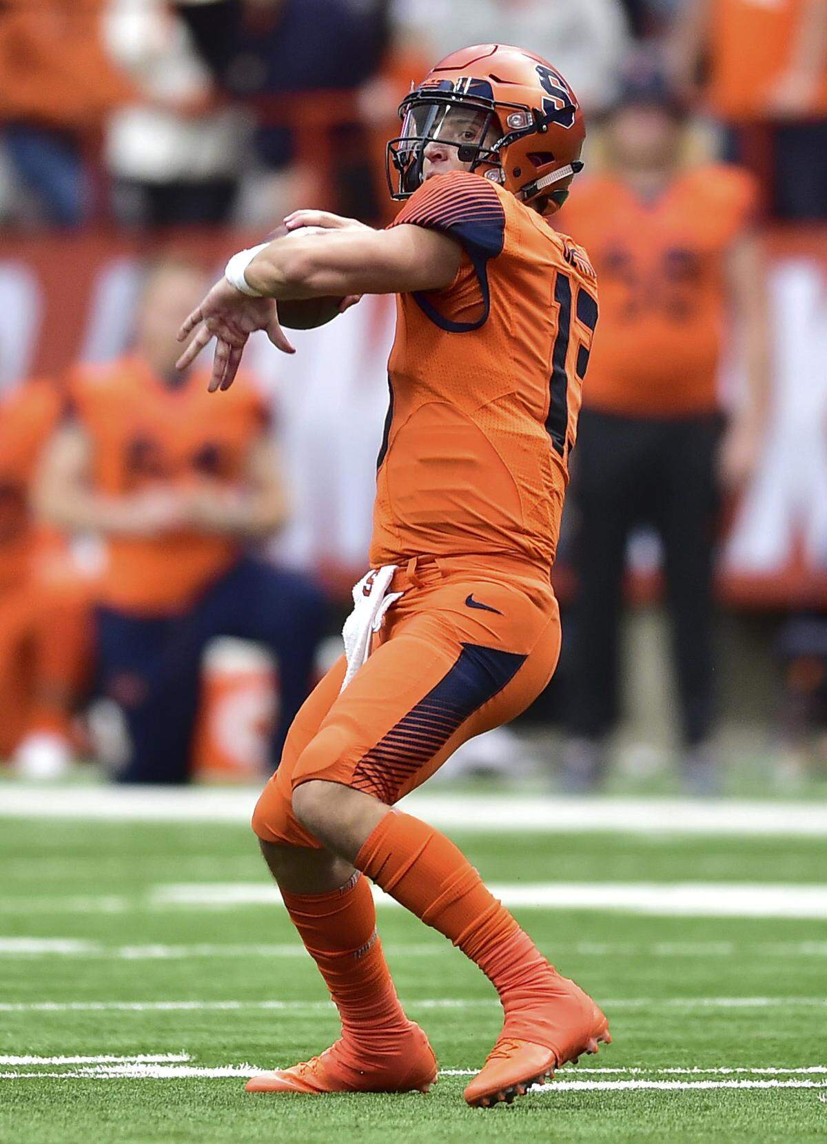 Syracuse quarterback Tommy DeVito (13) passes against North Carolina during an NCAA college football game, Saturday, Oct. 20, 2018, in Syracuse, N.Y. 