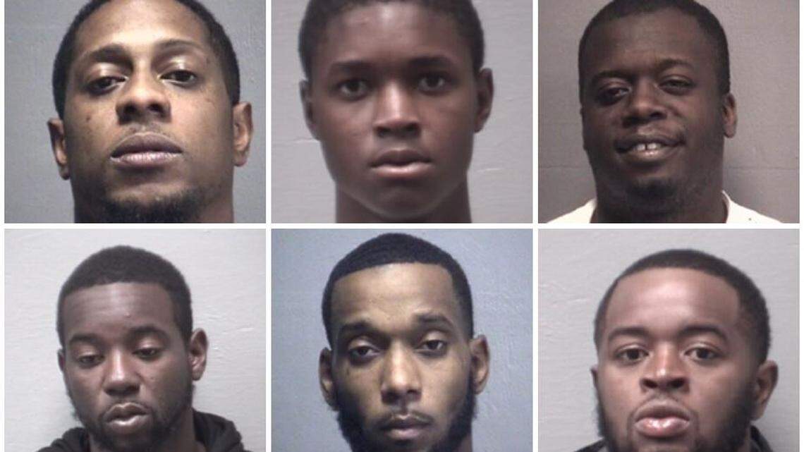Wilmington police arrested eight people in connection with recent shootings, including, from top left, Alfred Clark, 34, Narmel Davis, 17, Devonte Gibbs. 24, Marquan Gibbs, 27, Teon Robinson, 32, and Titus Damon, 24.