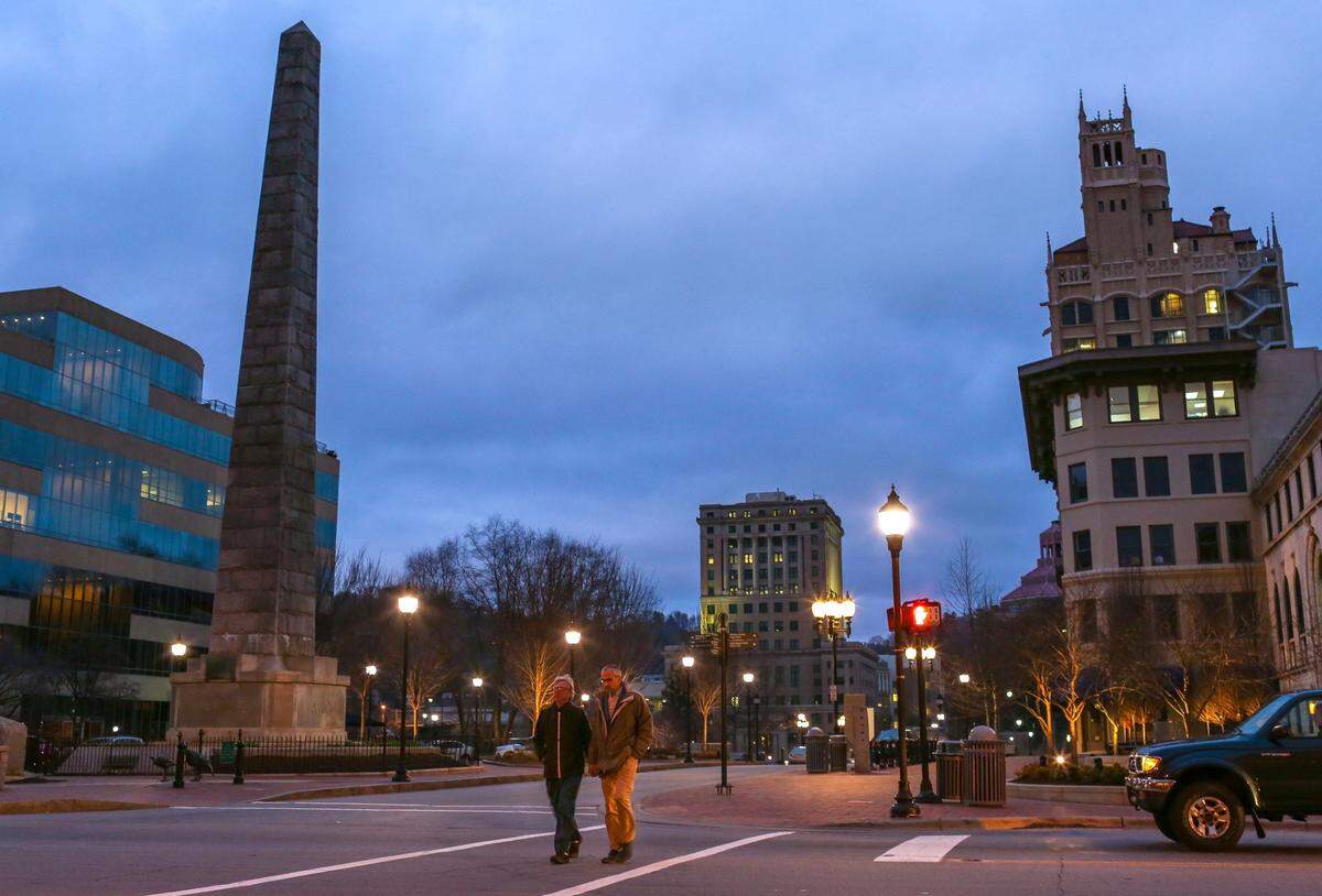 Downtown Asheville features a variety of shops, breweries and wine bars.