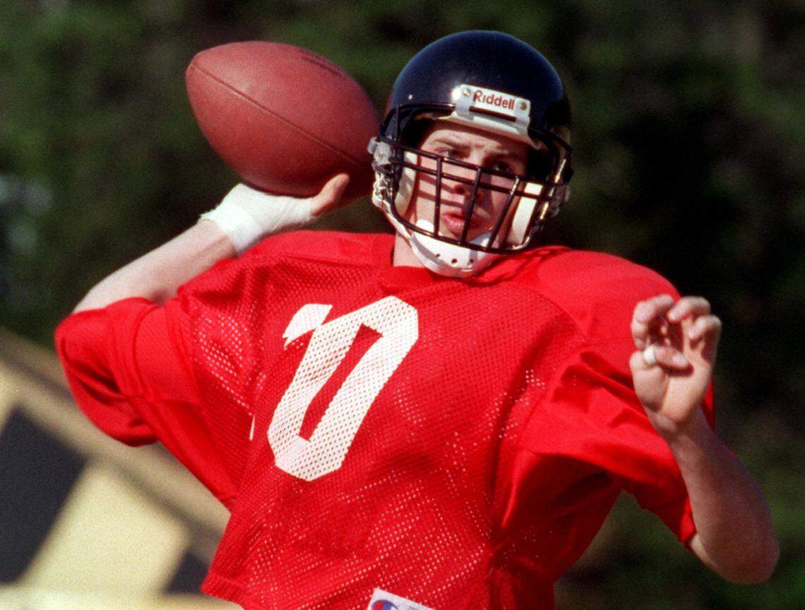 Wake Forest Quarter-Back Rusty Larue gets a chance to work on his QB form after Basketball season ended for Wake Forest a couple of weeks ago.