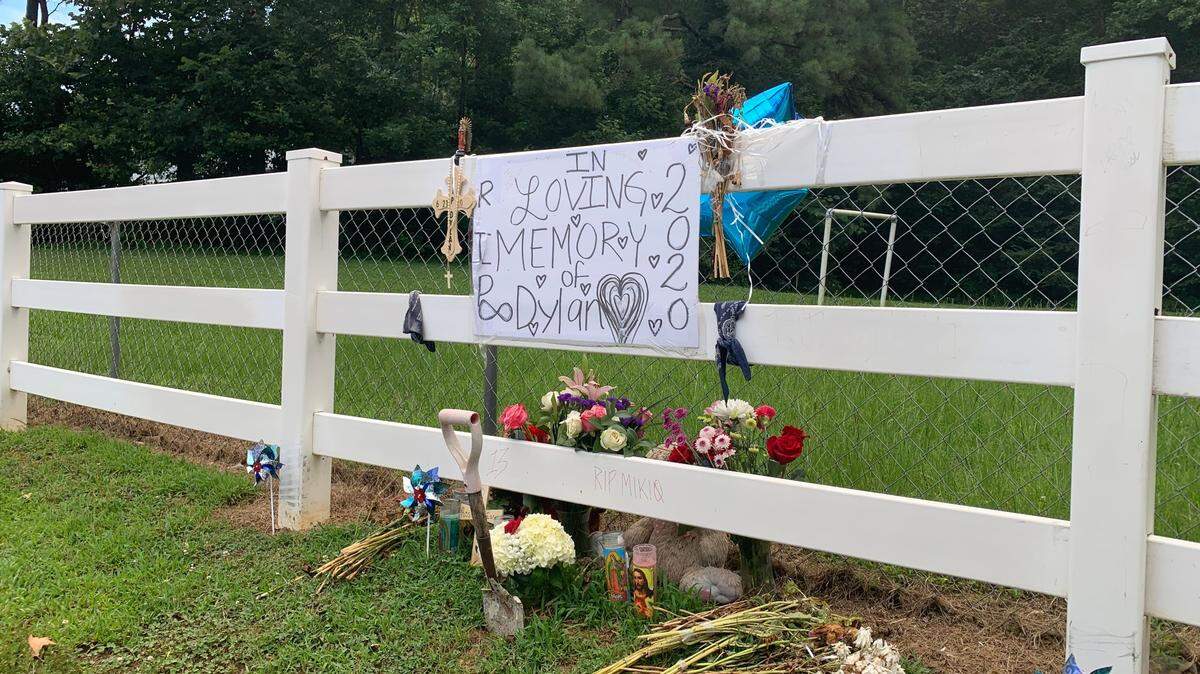 A July 9, 2020 photo of a memorial for Dylan Anderson Jones, 16, who was shot fatally in Green Spring Valley Mobile Home Park .