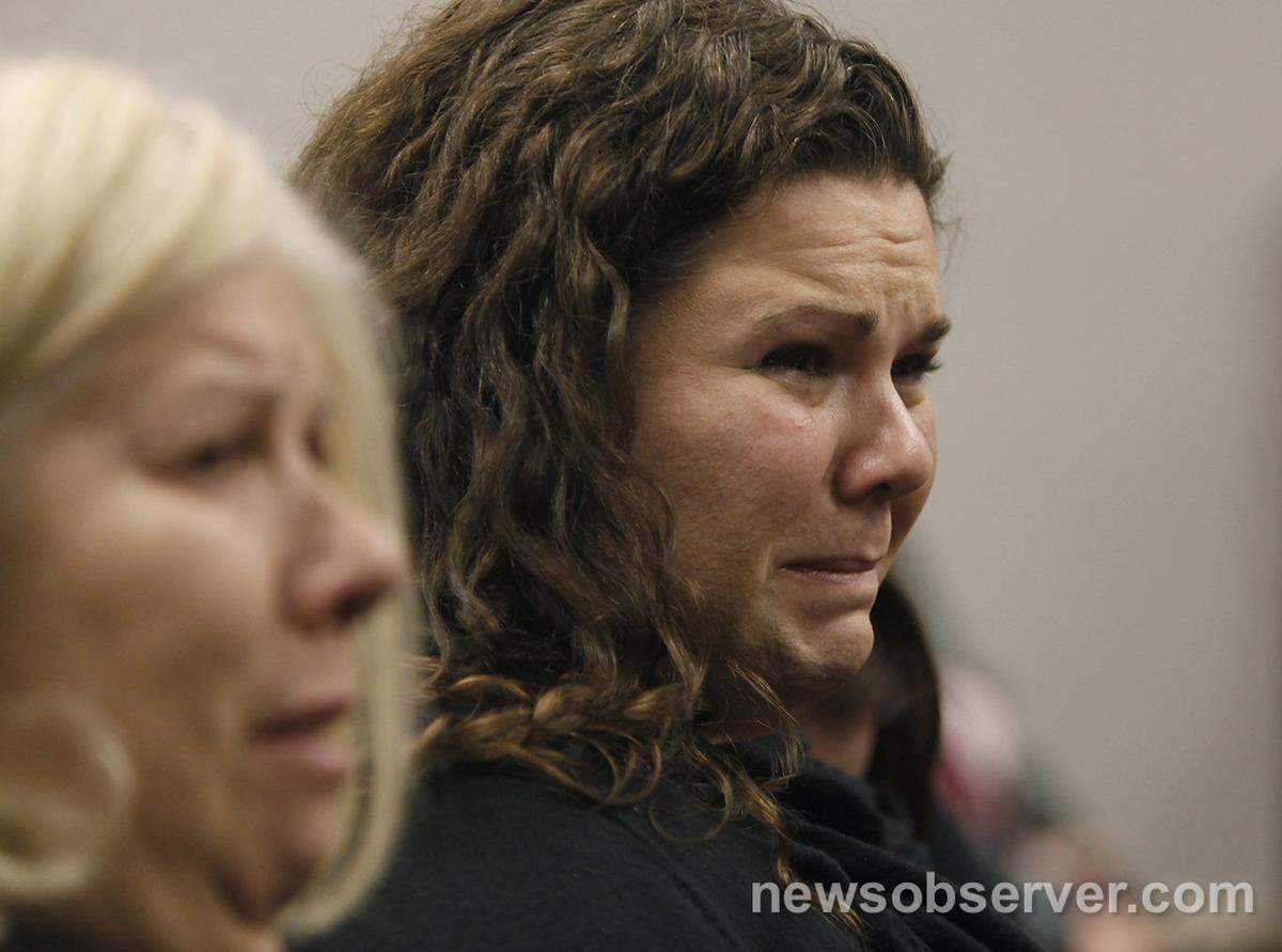 Michelle Young’s sister Meredith Fisher, right, and mother Linda Fisher listen as Judge Donald Stephens reads the verdict after a jury unanimously found Jason Young guilty of killing his wife Michelle. Michelle was several months pregnant when her sister found her body on November 3, 2006, in the master bedroom of the family’s suburban Wake County home. In June, Superior Court Judge Donald Stephens declared a mistrial after a hung jury failed to reach a verdict.