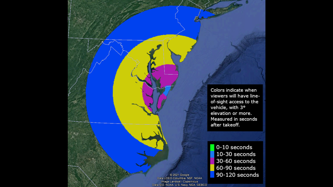 NASA says a rocket launch planned for Tuesday will be visible to a broad area from Central North Carolina do southern New York.