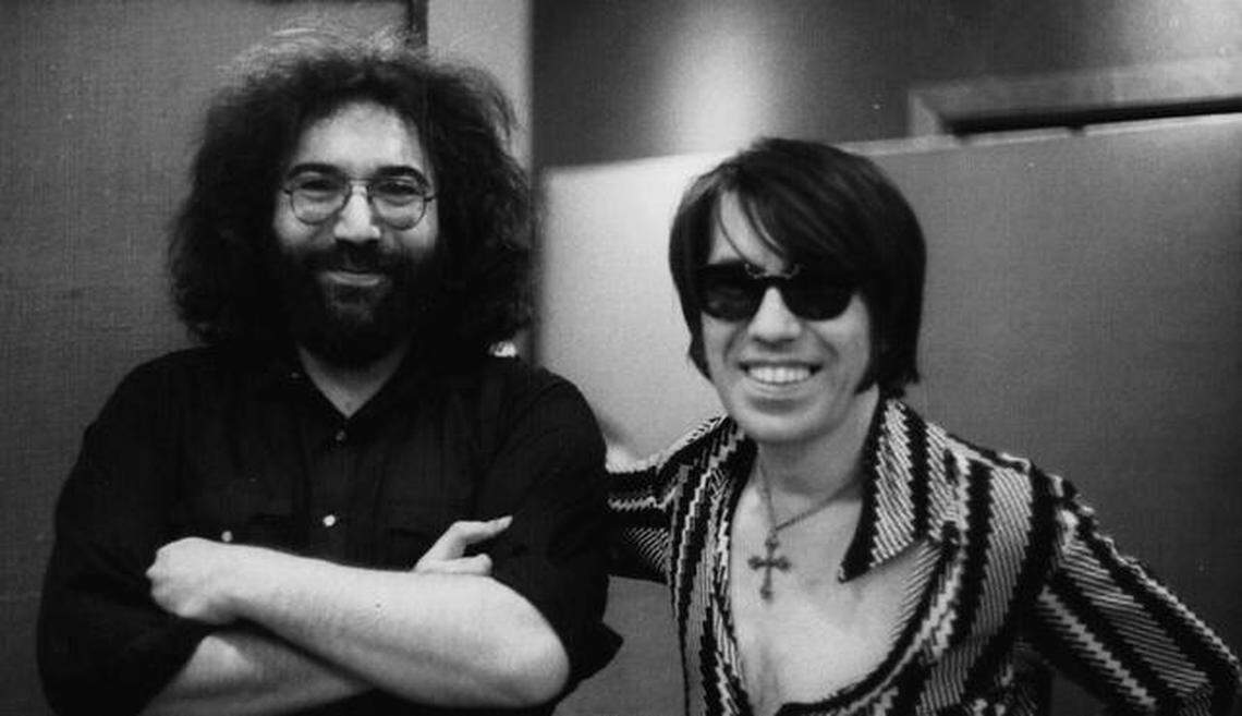 From left, Jerry Garcia and Link Wray at Wally Heider’s studio in San Francisco in 1973 during the recording of “Be What You Want To” LP.