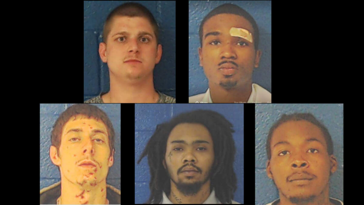 The Nash County Sheriff’s Office is searching for these five men who they say escaped from the Nash County jail Monday afternoon.