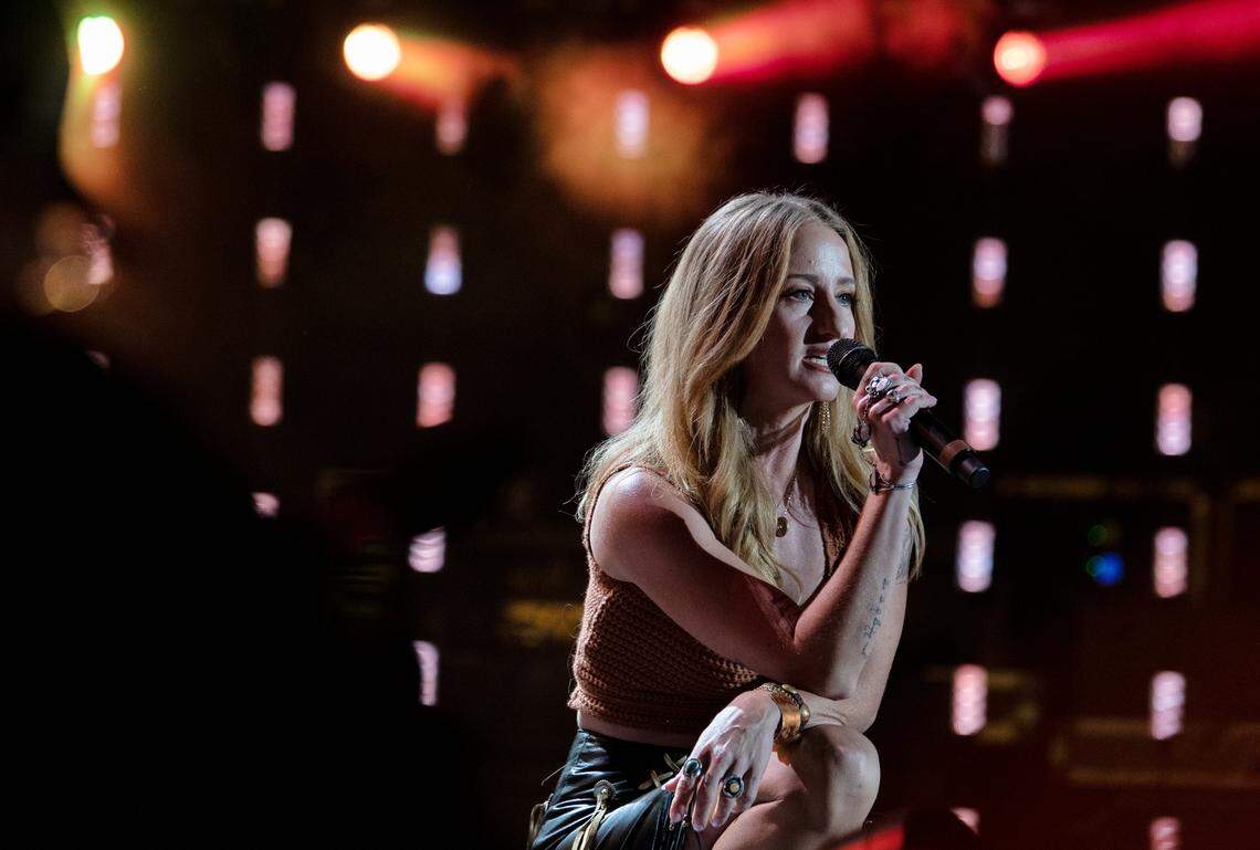 Margo Price sings at Farm Aid at Raleigh, N.C.’s Coastal Credit Union Music Park at Walnut Creek, Saturday, Sept. 24, 2022.