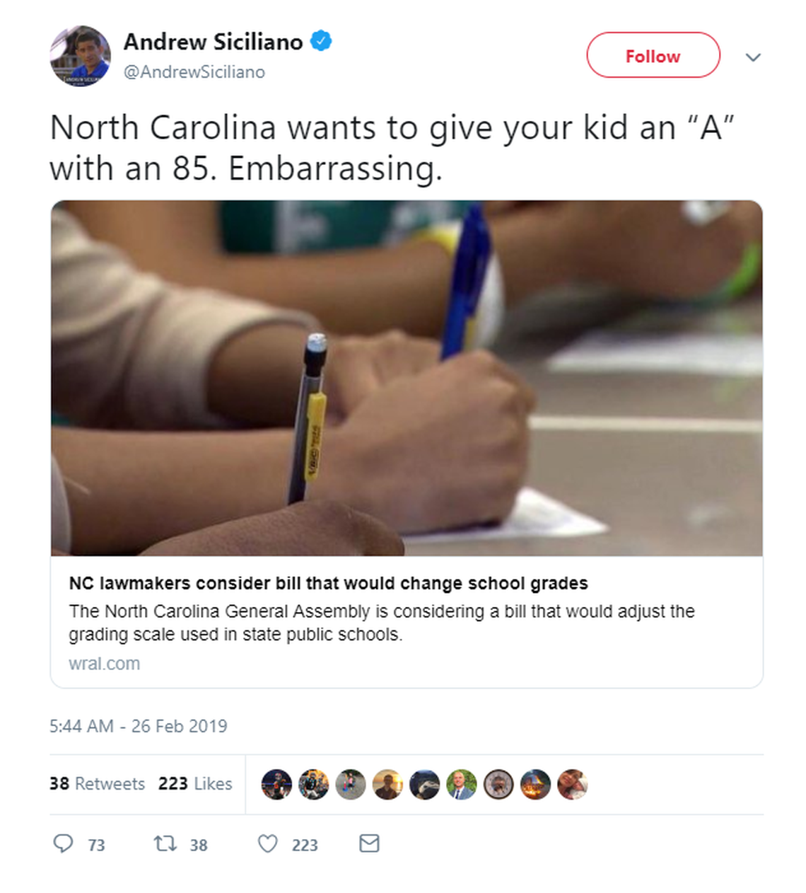 Screen grab of a tweet by Andrew Siciliano