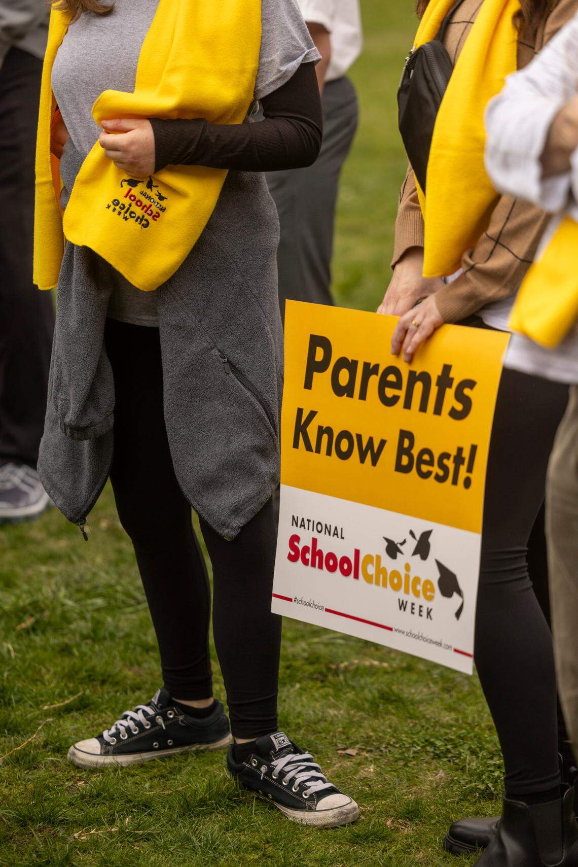 School voucher supporters celebrate National School Choice Week during a rally on Halifax Mall in front of the Legislative Building in Raleigh on Wednesday, Jan. 24, 2024.