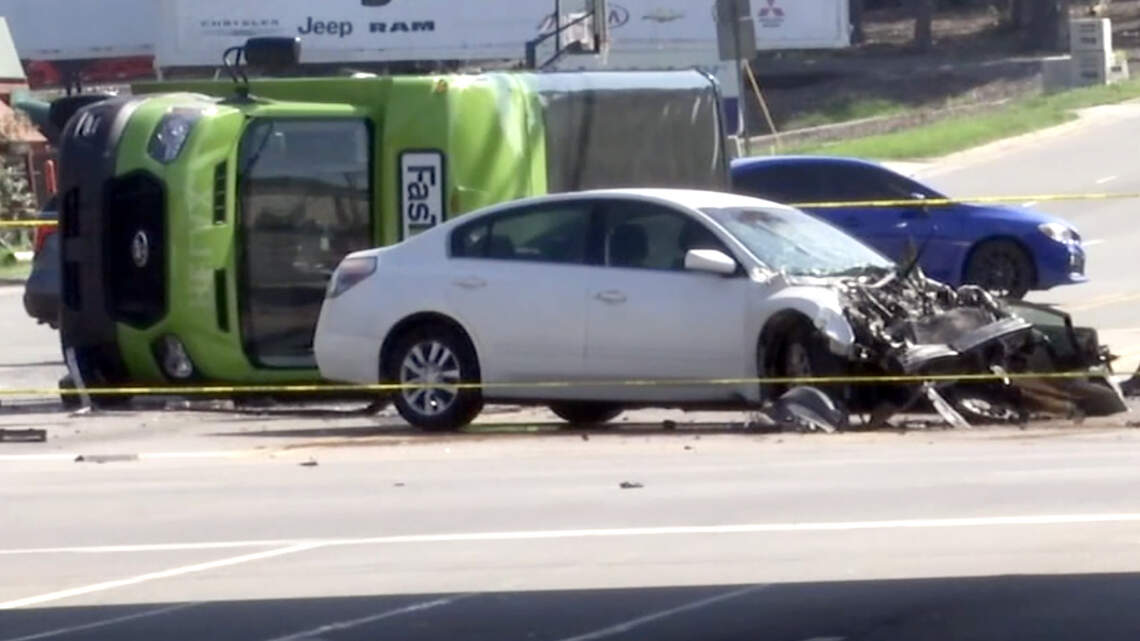 3 adults, 1 child injured in airport shuttle crash on Glenwood Avenue