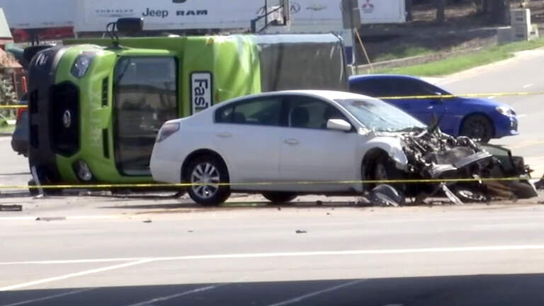 3 adults, 1 child injured in airport shuttle crash on Glenwood Avenue