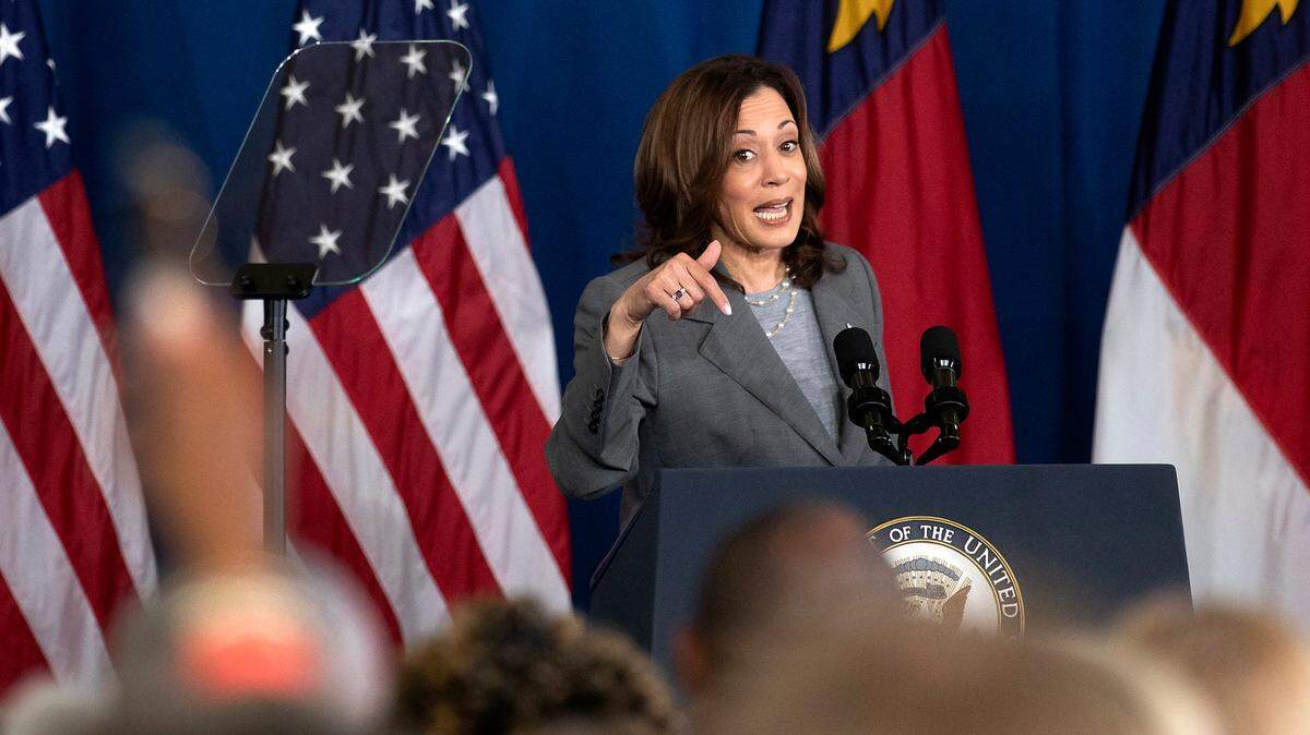 Vice President Kamala Harris speaks during a campaign event at James B. Dudley High School on Thursday, July 11, 2024, in Greensboro, N.C.