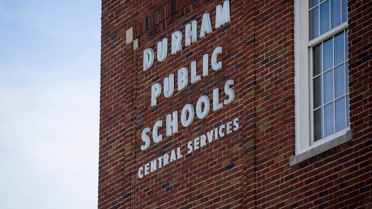 The Durham Public Schools central office building on Cleveland St., photographed on Tuesday, Apr. 20, 2021, in Durham, N.C.