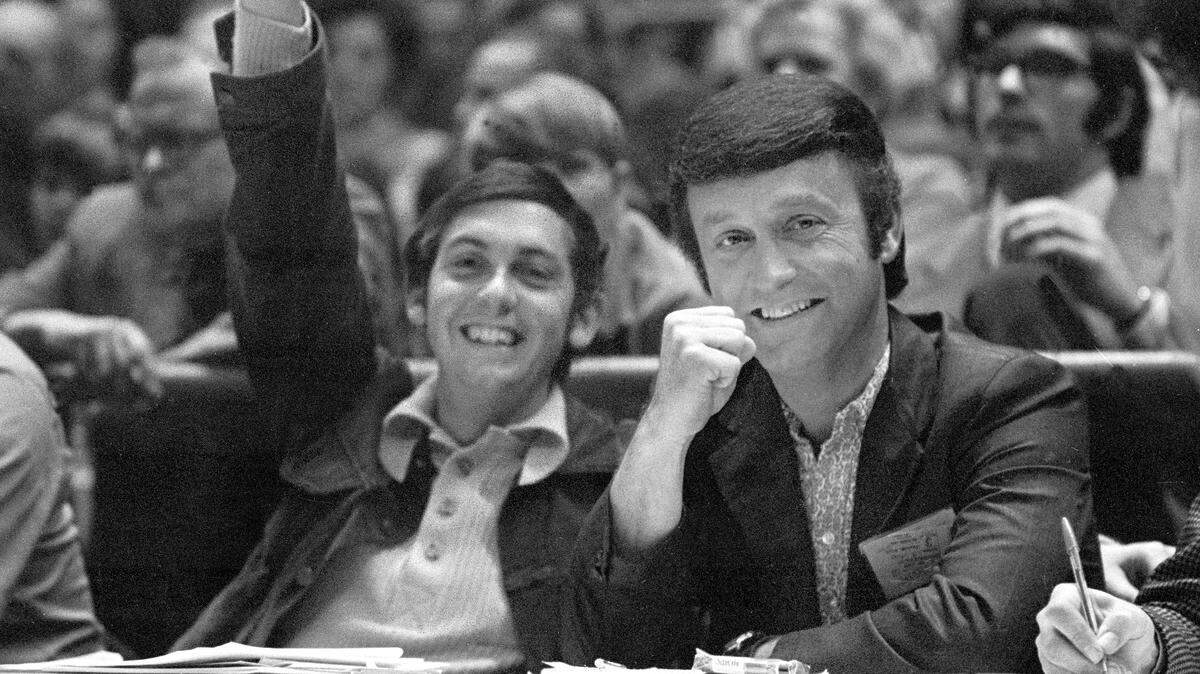 A photo from the 1972 ACC Tournament in Greensboro shows Caulton Tudor, (left), then a reporter for The Raleigh Times, and Bruce Phillips (right), who was then a reporter for The News & Observer.