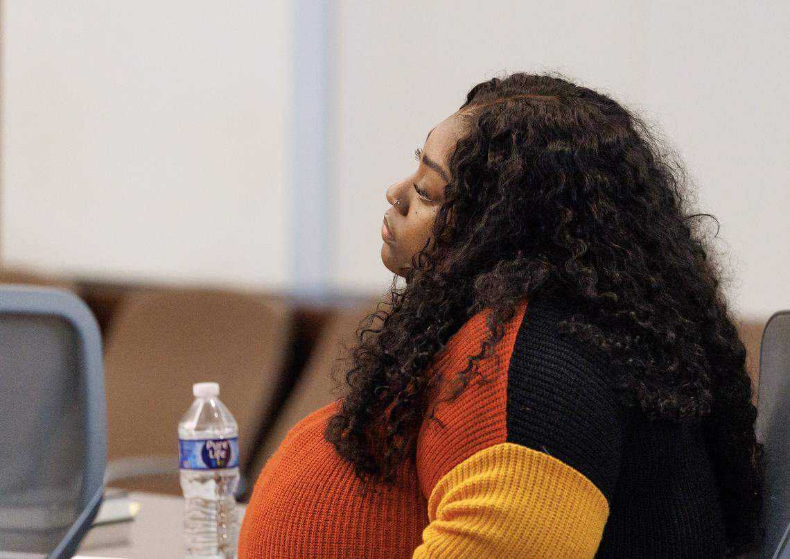 Brenay Kennard listens during a hearing in a Durham County courtroom last Thursday.